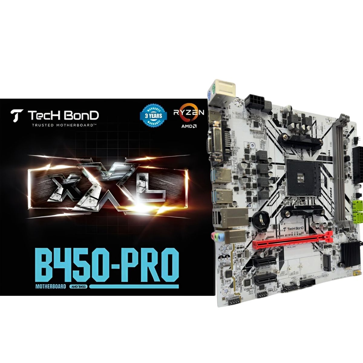 TecH BonD B450-PRO (White) AM4 AMD Micro-ATX Motherboard