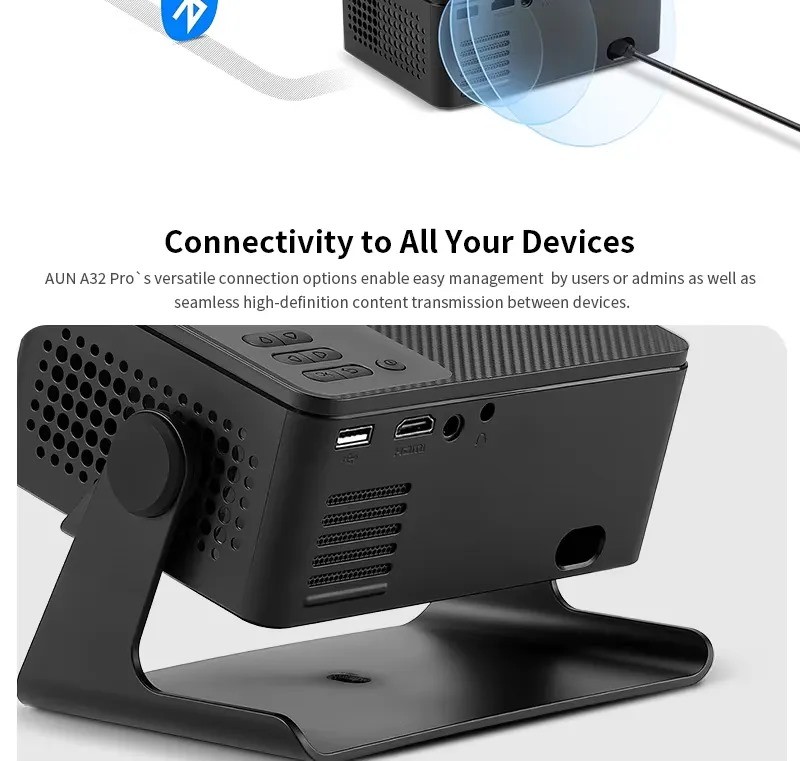 AUN A32 Pro HD Portable Android 13 WiFi Projector