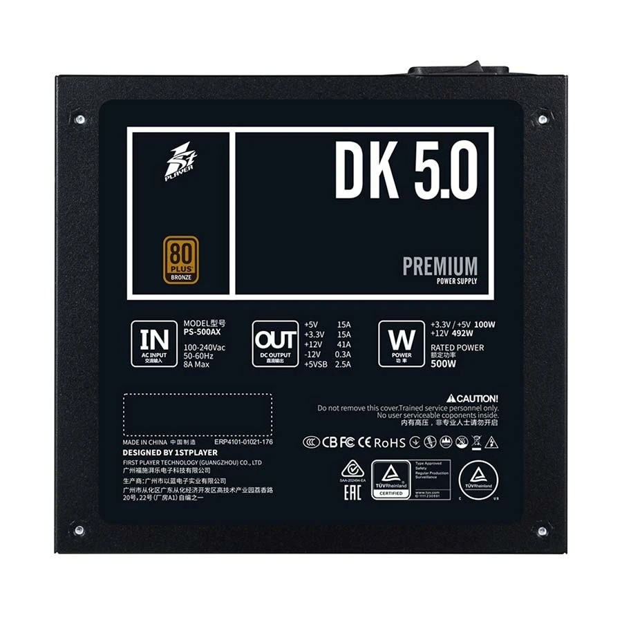 1STPLAYER DK PS-600AX 80 Plus Bronze 600W Non Modular Power Supply