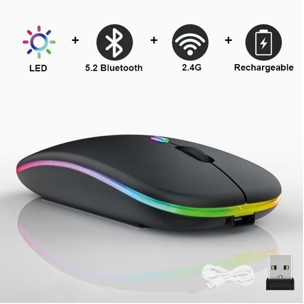 LIGHT BREEZE RBR-M1 (Black) Wireless & Bluetooth Rechargeable Mouse