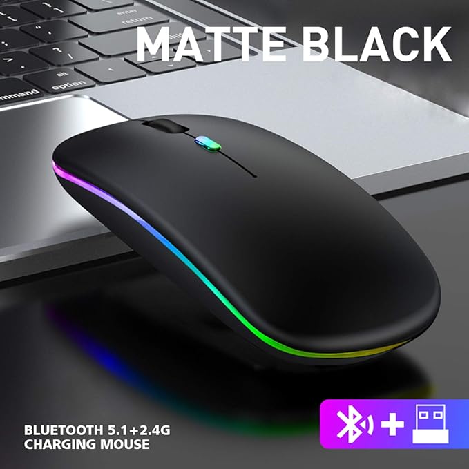 LIGHT BREEZE RBR-M1 (Black) Wireless & Bluetooth Rechargeable Mouse