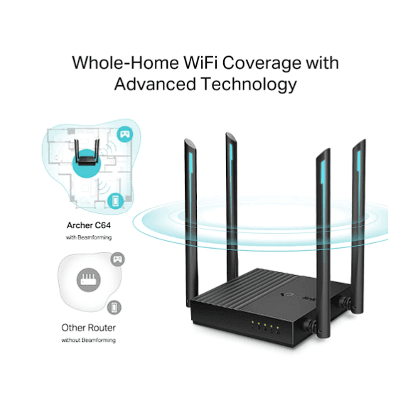 TP-Link Archer C64 AC1200 Dual-Band 1200mbps Gigabit WiFi Router (2)