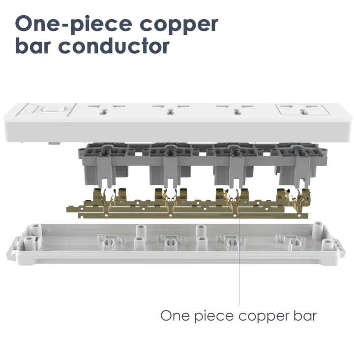 Deli ET404 Universal Hole Extension Cord 2 Pin 4 Port 5 Meter Power Strip